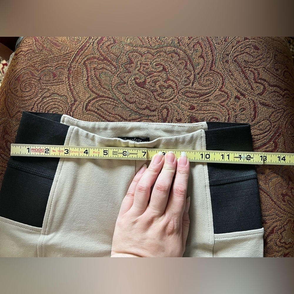 Chocolate U.S.A. Khaki Skinny Work Pants / Slacks with Black Waistband - Picture 6 of 7